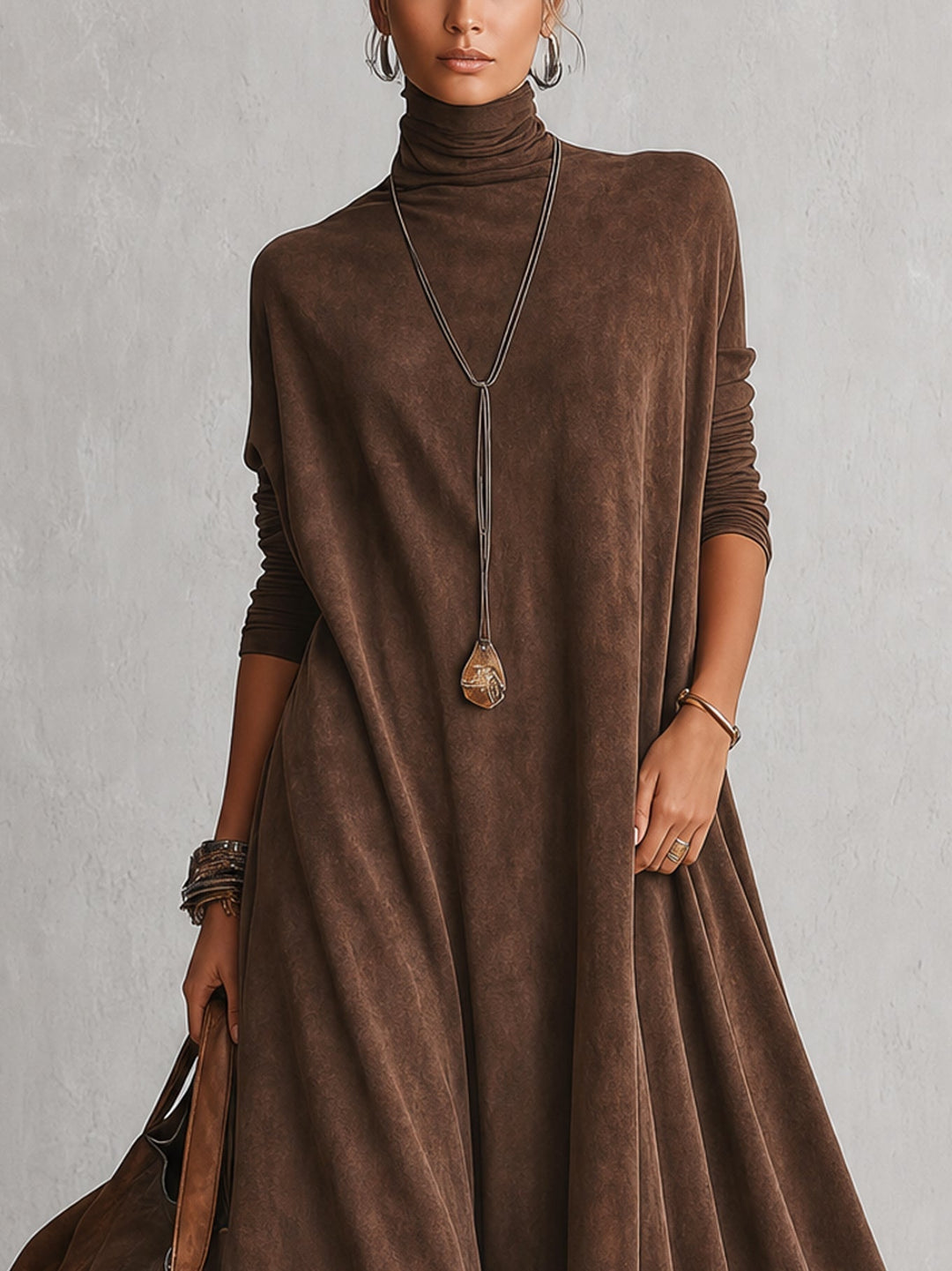 Gretta - Soft-Touch-Maxikleid mit Spitzenbesatz