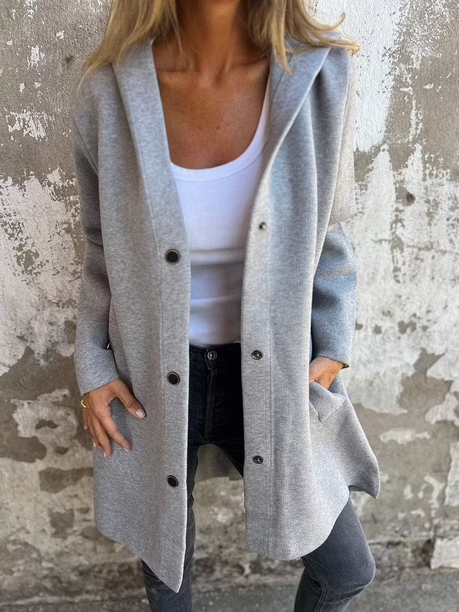 Aloura - Legerer Kapuzen-Cardigan mit Knopfleiste