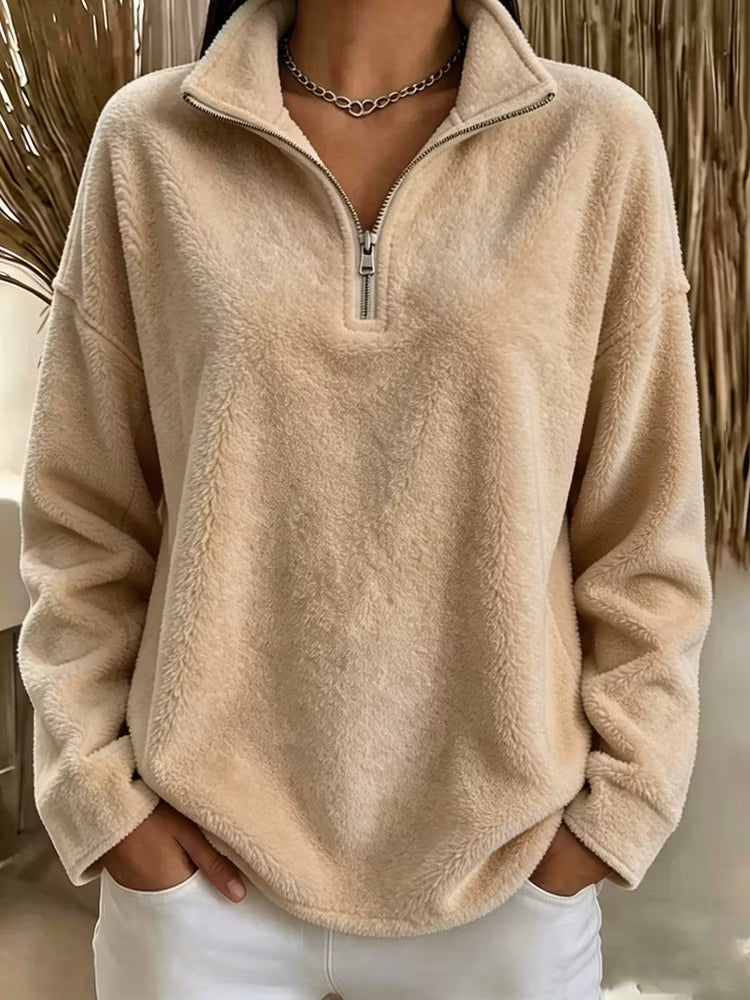 Tiana - Locker geschnittenes Fleece-Sweatshirt mit hohem Kragen