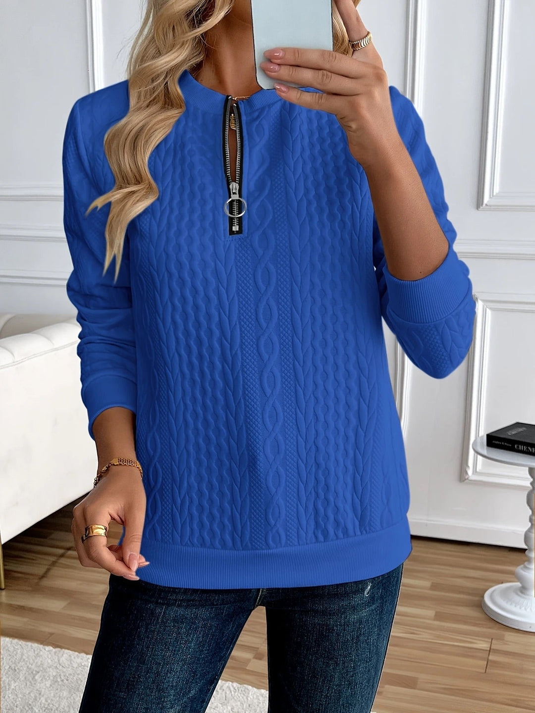 Darla - Strukturierter Zip-Pullover
