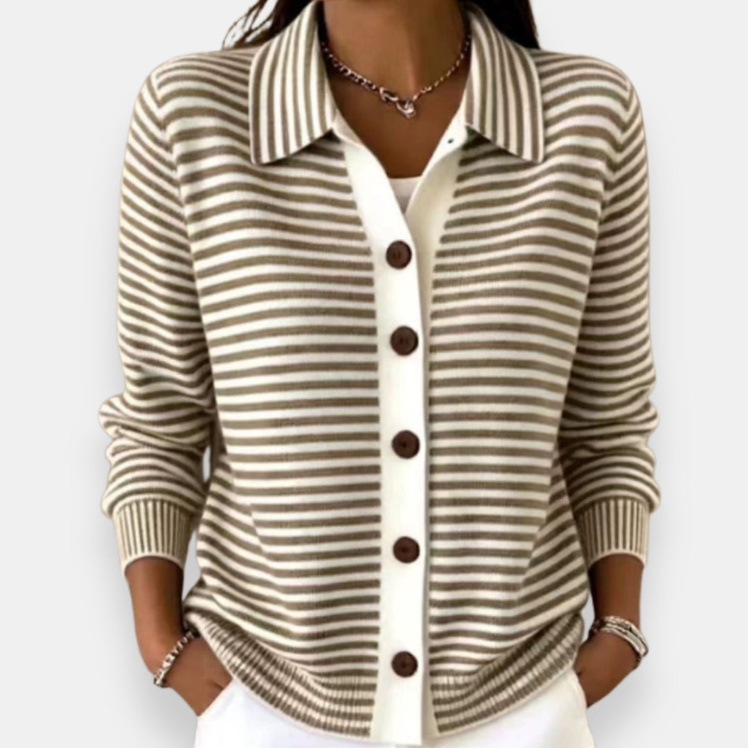 Celene - Gestreifter Feinstrick-Cardigan