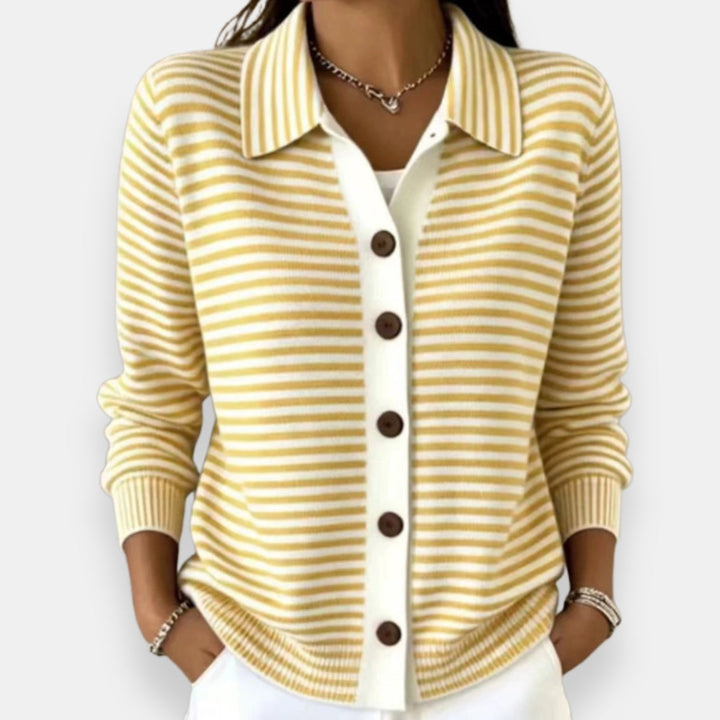 Celene - Gestreifter Feinstrick-Cardigan