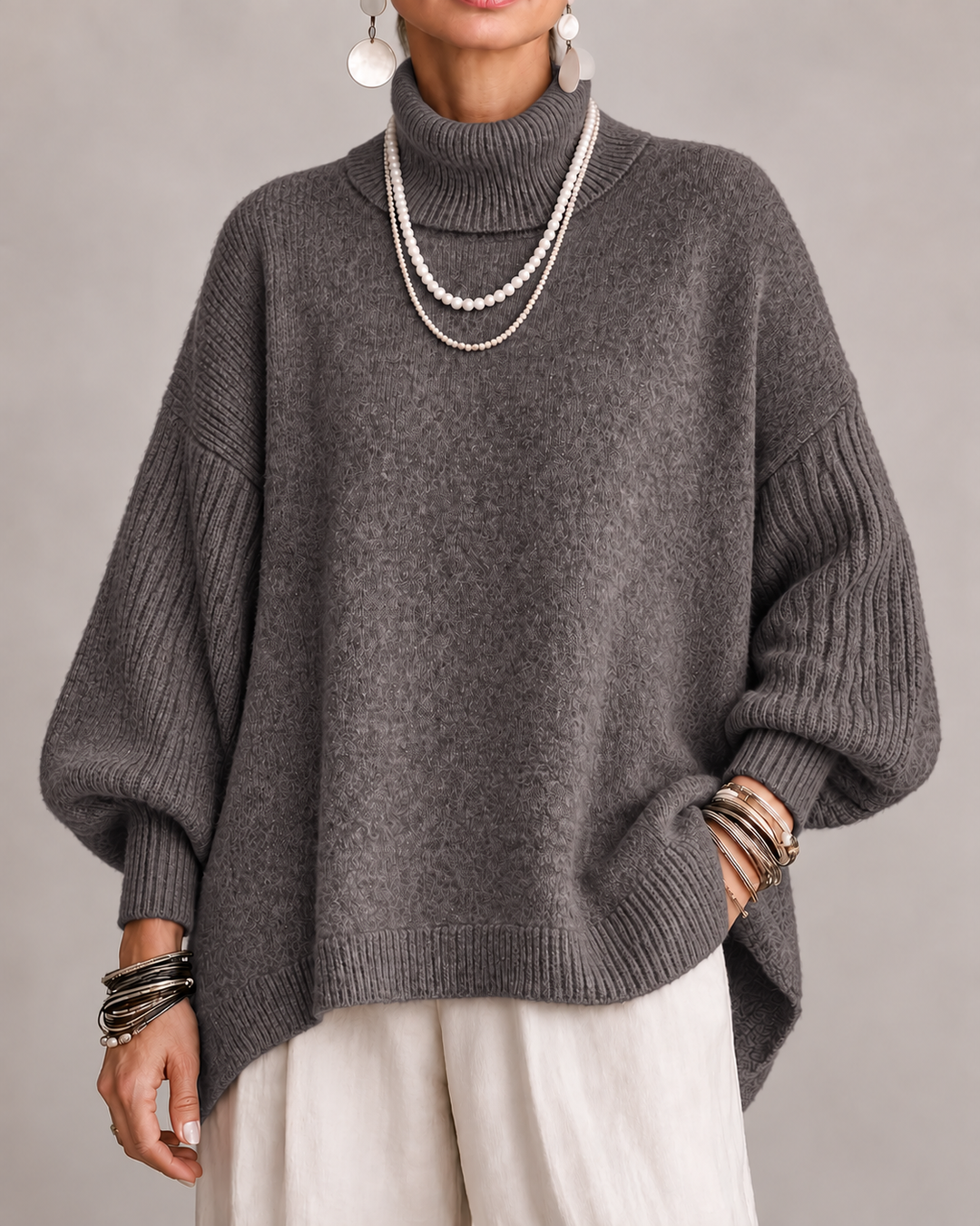 Aislin - Oversize-Strickpullover mit Rollkragen