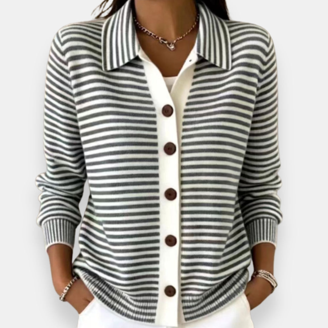 Celene - Gestreifter Feinstrick-Cardigan