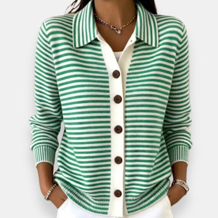 Celene - Gestreifter Feinstrick-Cardigan