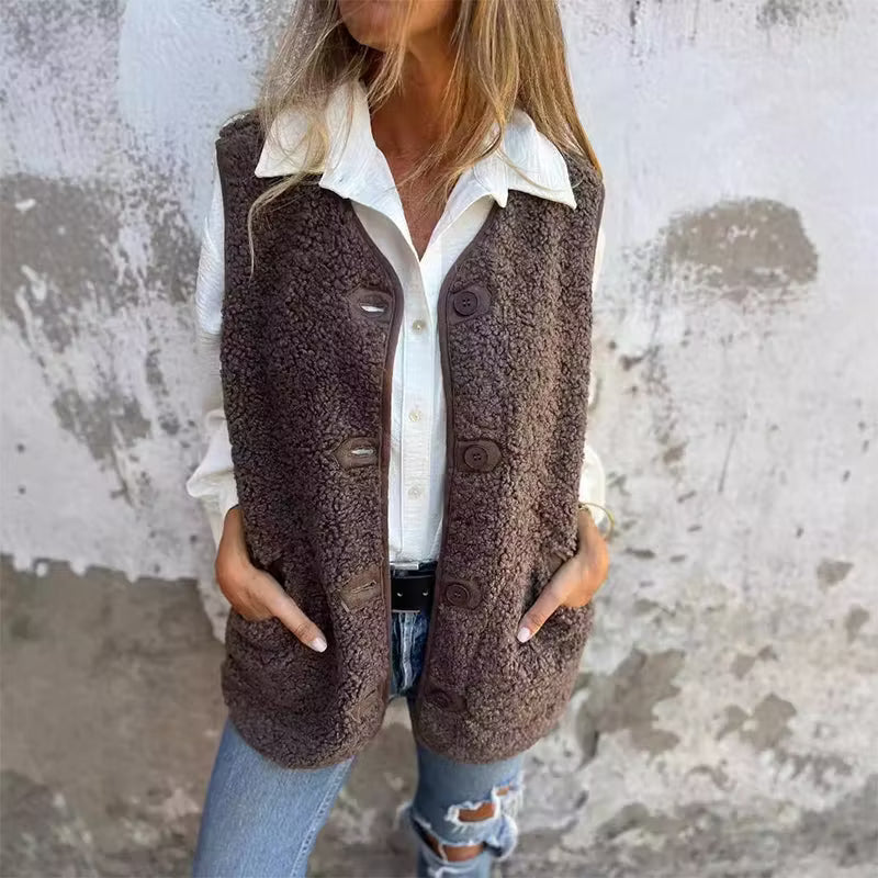 Ailyn - Strukturierte langärmlige Strickjacke mit Knopfleiste