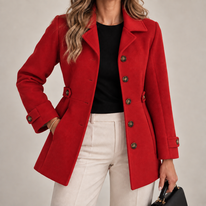 Romy - Taillierter, mittellanger Mantel mit Knopfleiste