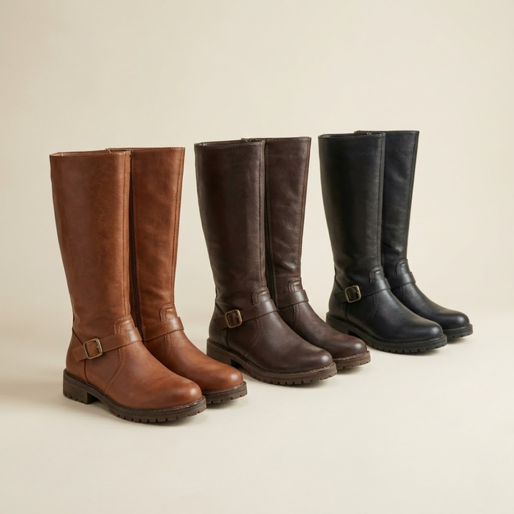 Estera - elegante Stiefeletten mit doppeltem Reißverschluss und Blockabsatz