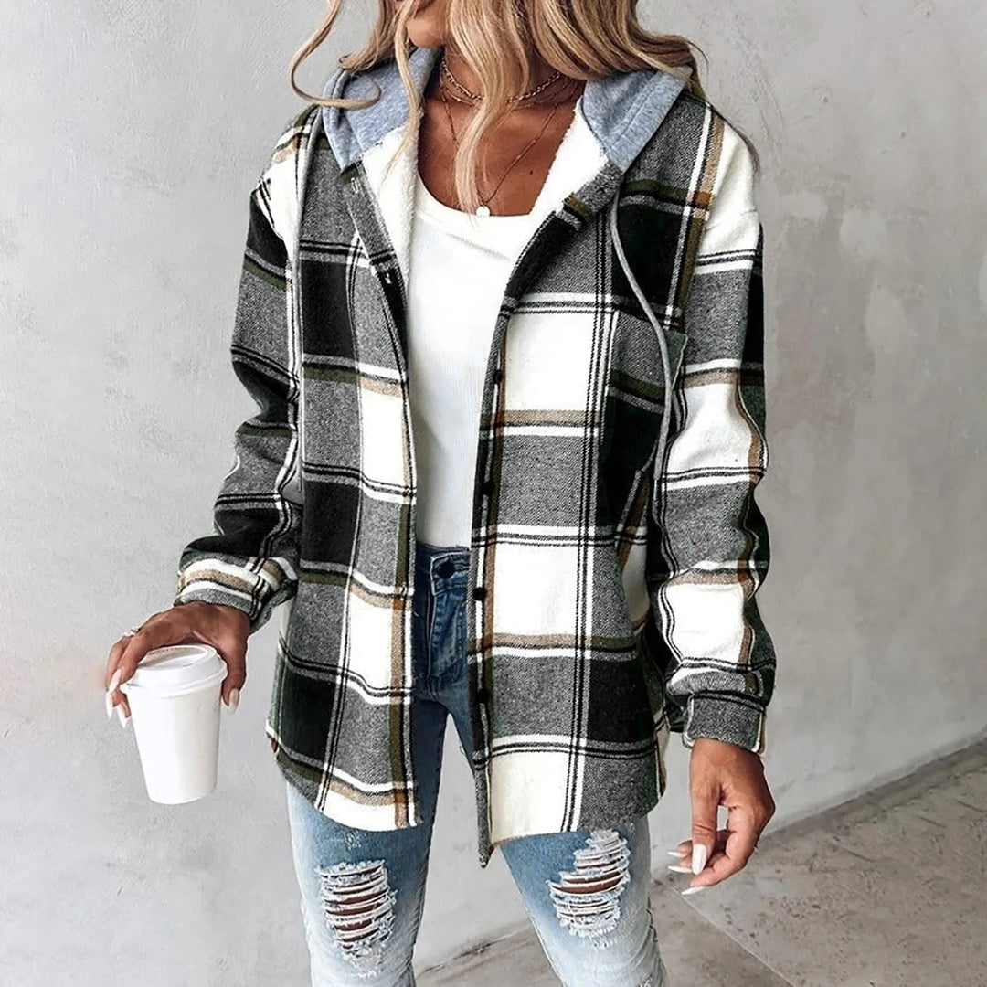 Marla - Karierte Hemdjacke mit Kapuze im Lagen-Look