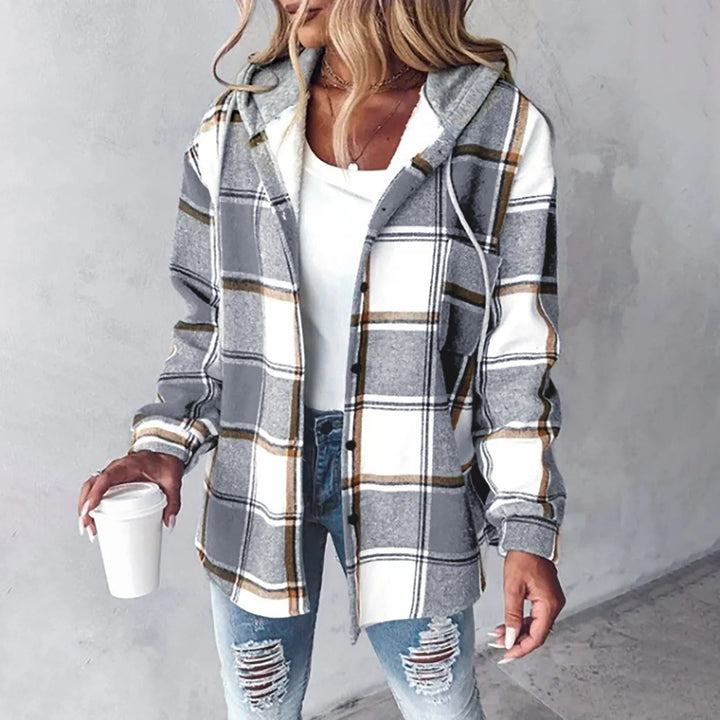 Marla - Karierte Hemdjacke mit Kapuze im Lagen-Look