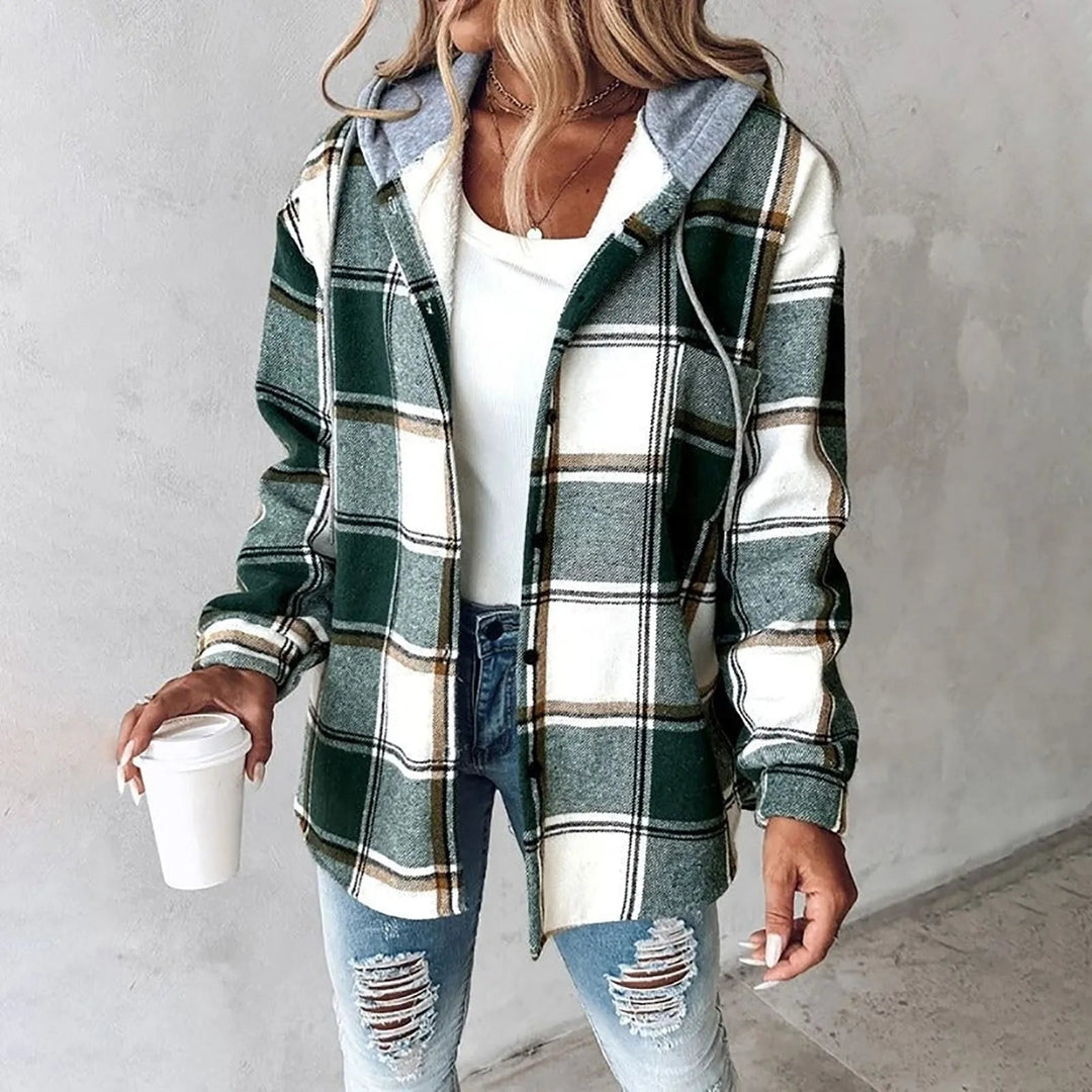 Marla - Karierte Hemdjacke mit Kapuze im Lagen-Look