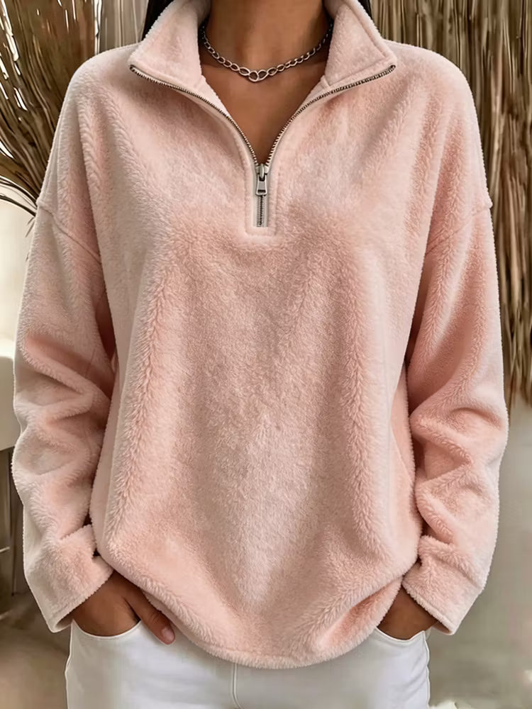 Tiana - Locker geschnittenes Fleece-Sweatshirt mit hohem Kragen