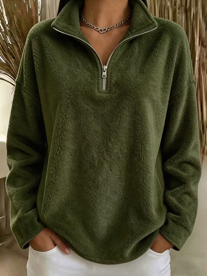 Tiana - Locker geschnittenes Fleece-Sweatshirt mit hohem Kragen