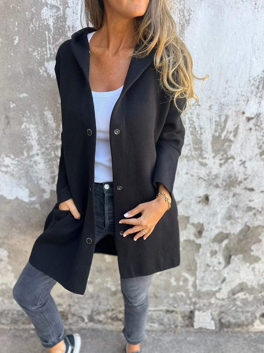 Aloura - Legerer Kapuzen-Cardigan mit Knopfleiste