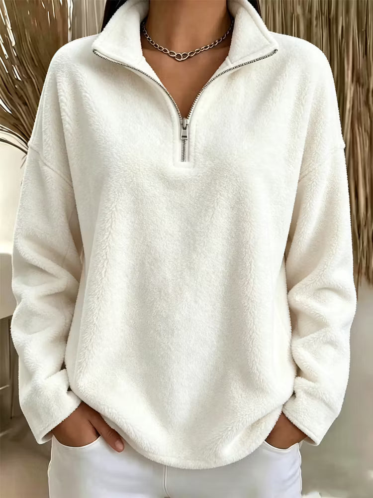 Tiana - Locker geschnittenes Fleece-Sweatshirt mit hohem Kragen
