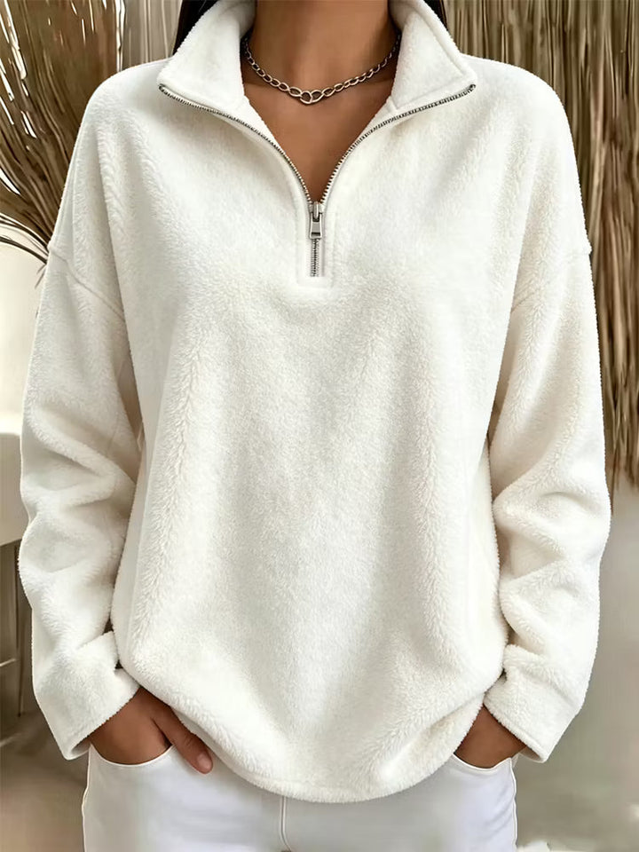 Tiana - Locker geschnittenes Fleece-Sweatshirt mit hohem Kragen