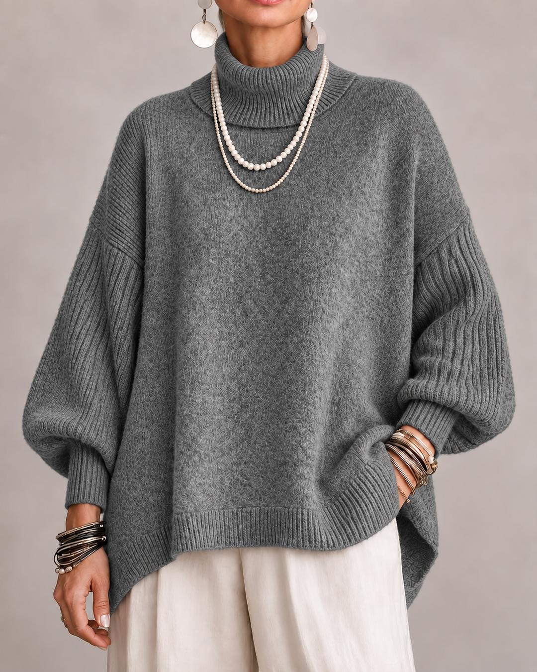 Aislin - Oversize-Strickpullover mit Rollkragen