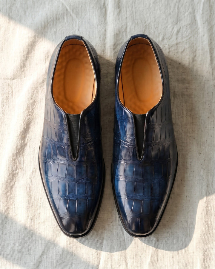 Denton - Kroko-geprägter Slipper mit Antik-Finish