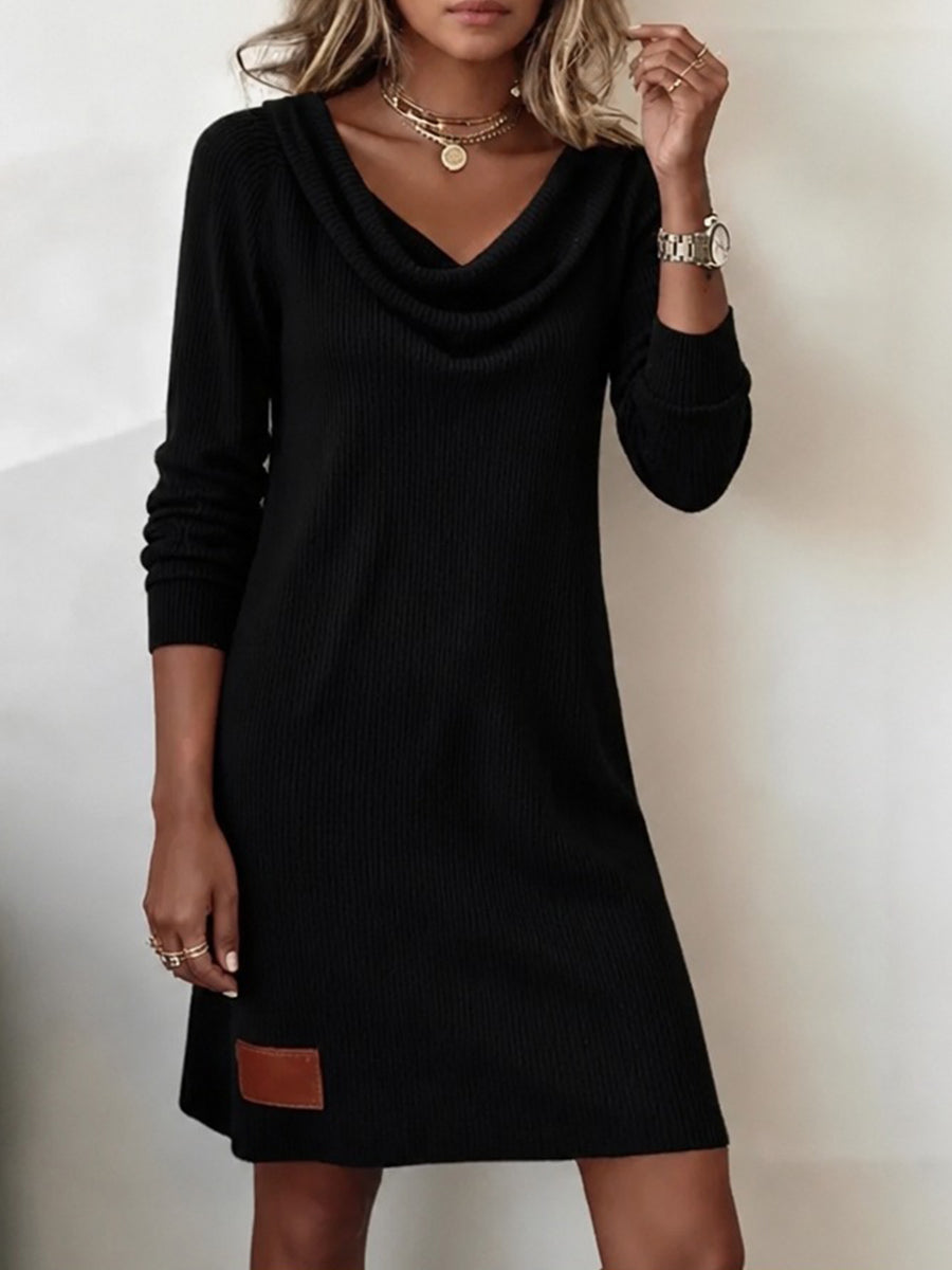 Avena - Rippstrickkleid mit Wasserfallkragen