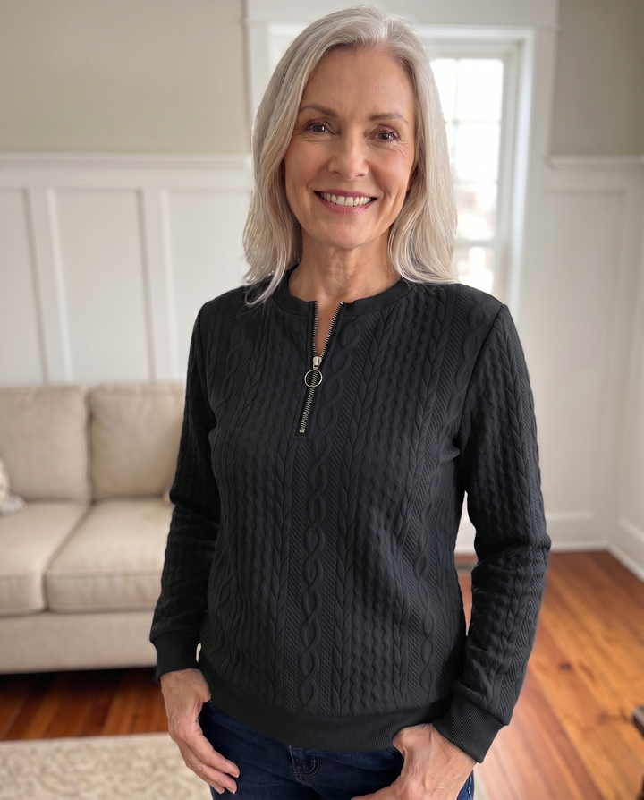 Darla - Strukturierter Zip-Pullover