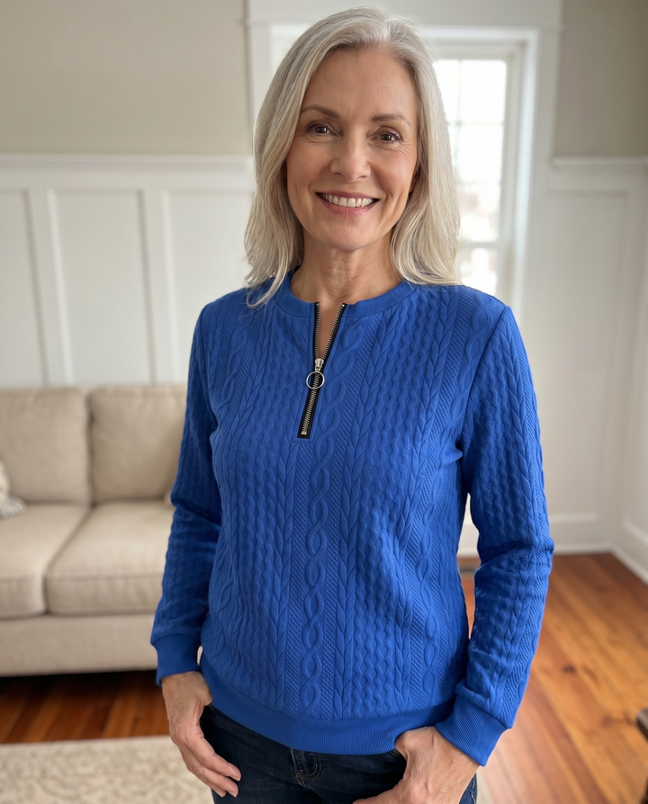Darla - Strukturierter Zip-Pullover