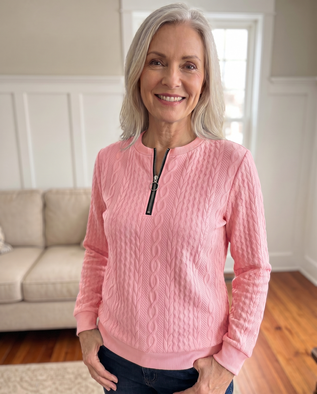 Darla - Strukturierter Zip-Pullover
