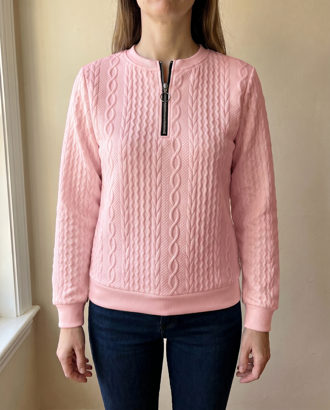 Darla - Strukturierter Zip-Pullover
